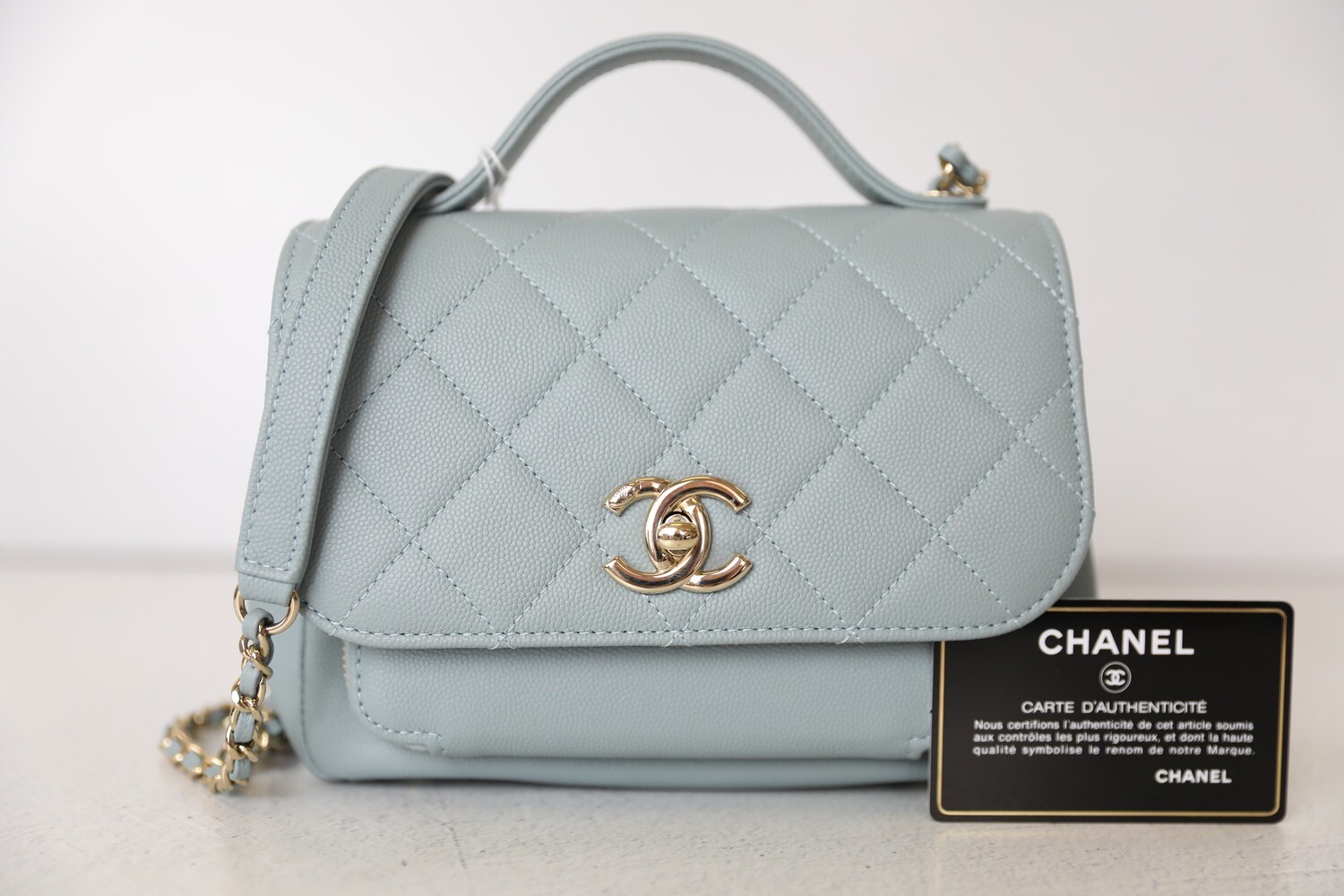 Chanel Business Affinity Small, Blue Caviar with Gold Hardware, Preowned in Dustbag WA001
