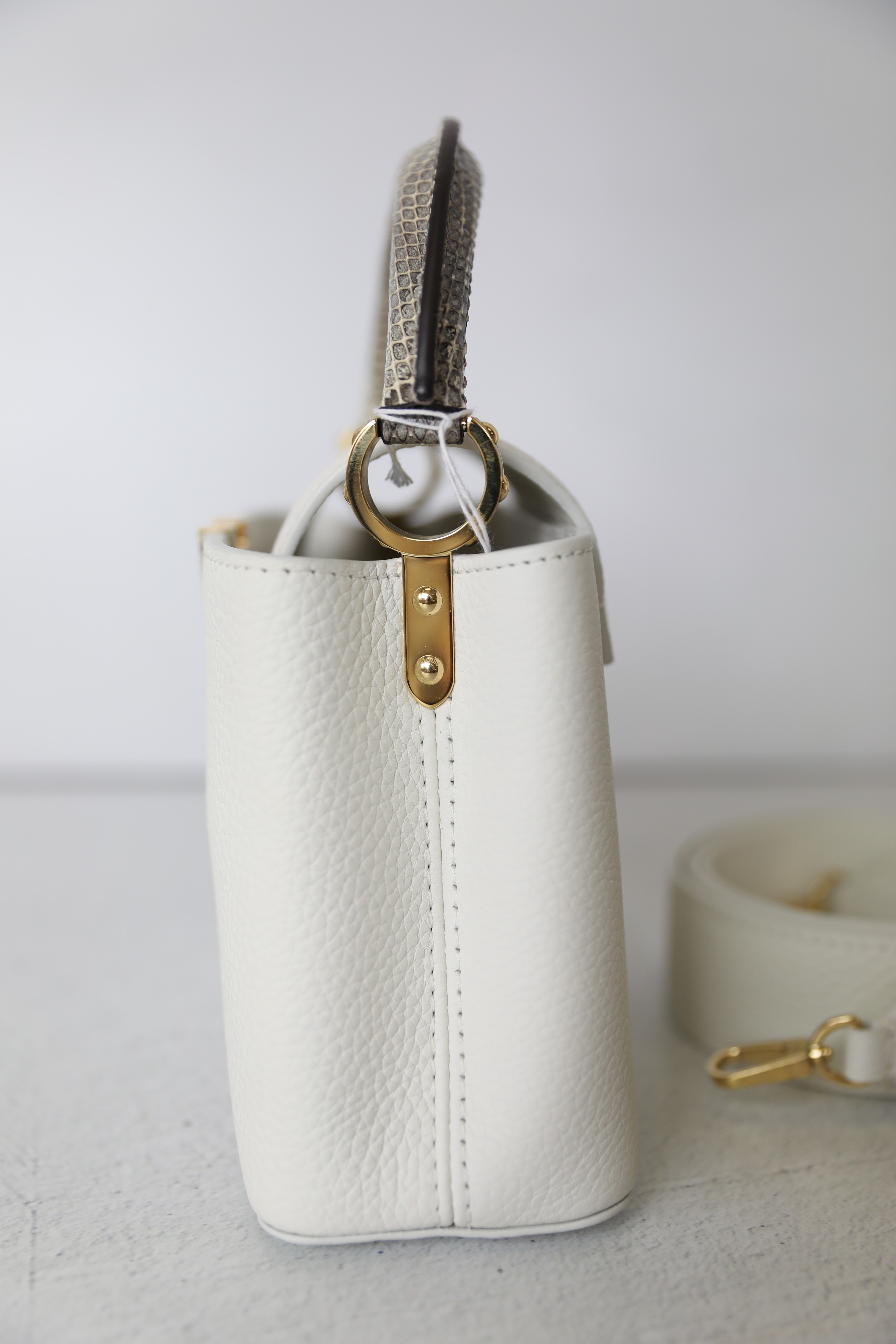 Louis Vuitton Capucines Mini, White with Ayers Handle, Preowned in Box  WA001 - Julia Rose Boston