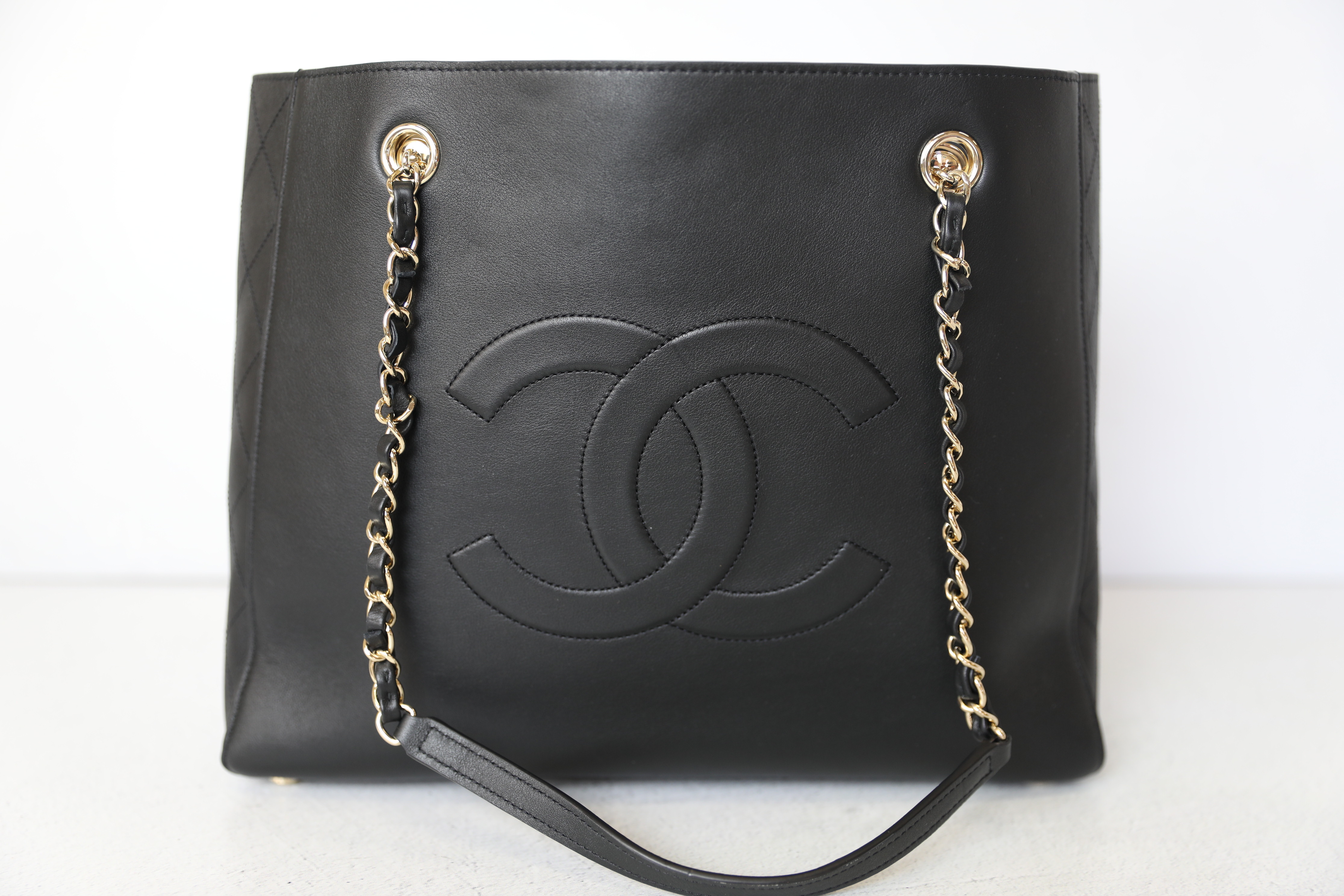 Chanel Shopping Tote, Black Leather with Gold Hardware, Preowned in Dustbag  WA001 - Julia Rose Boston