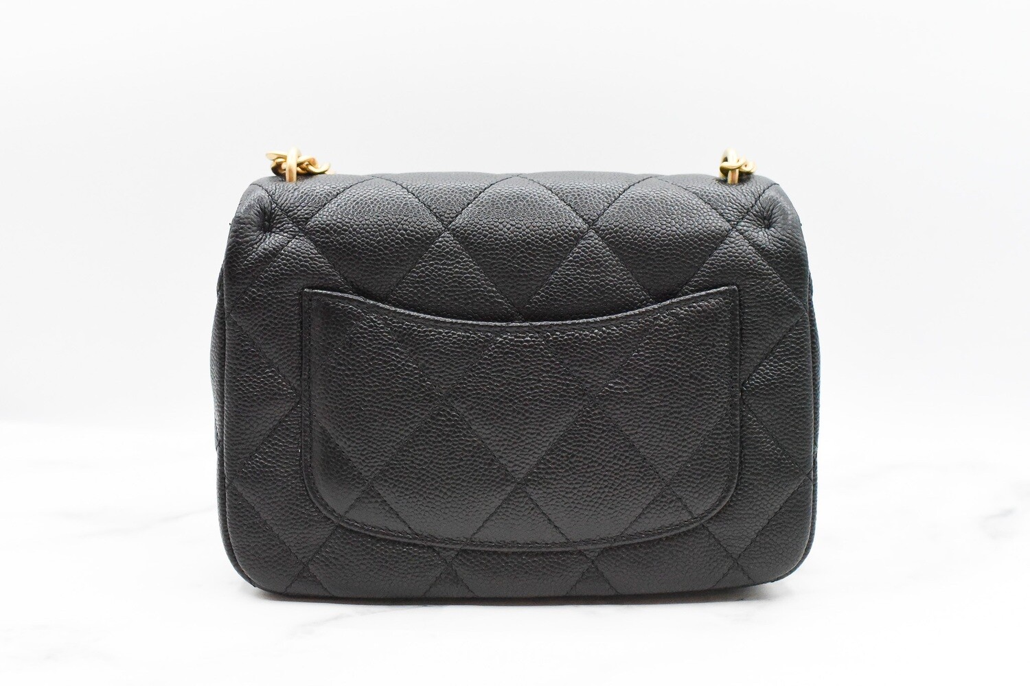 Chanel Black Quilted Caviar Top Handle Clutch With Strap