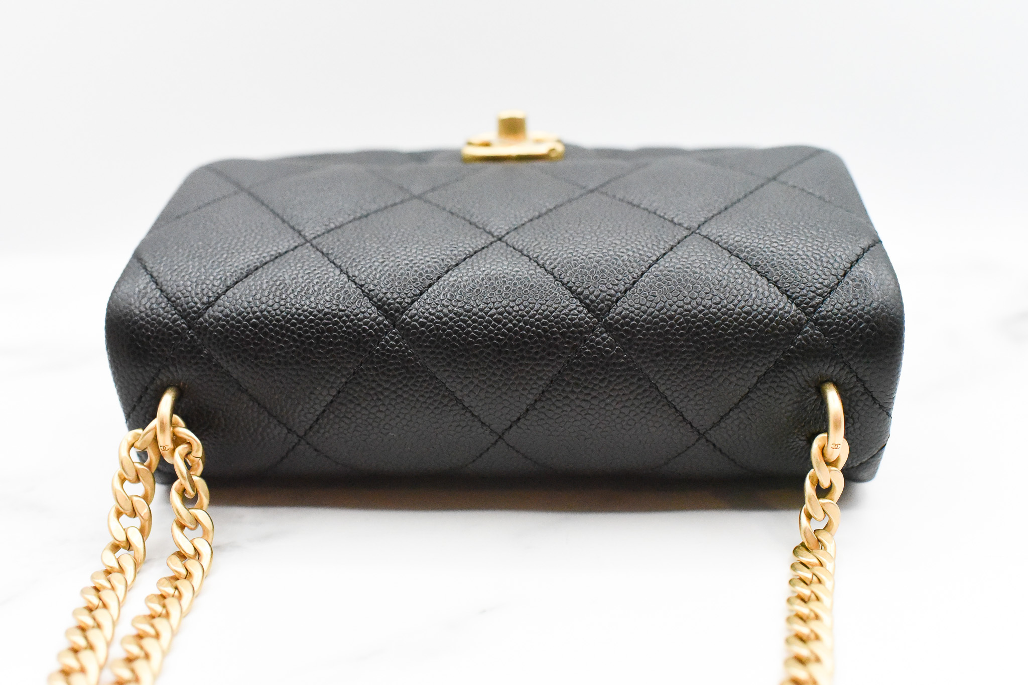 Chanel Seasonal Sweetheart Mini Flap, Black Caviar Leather, Gold
