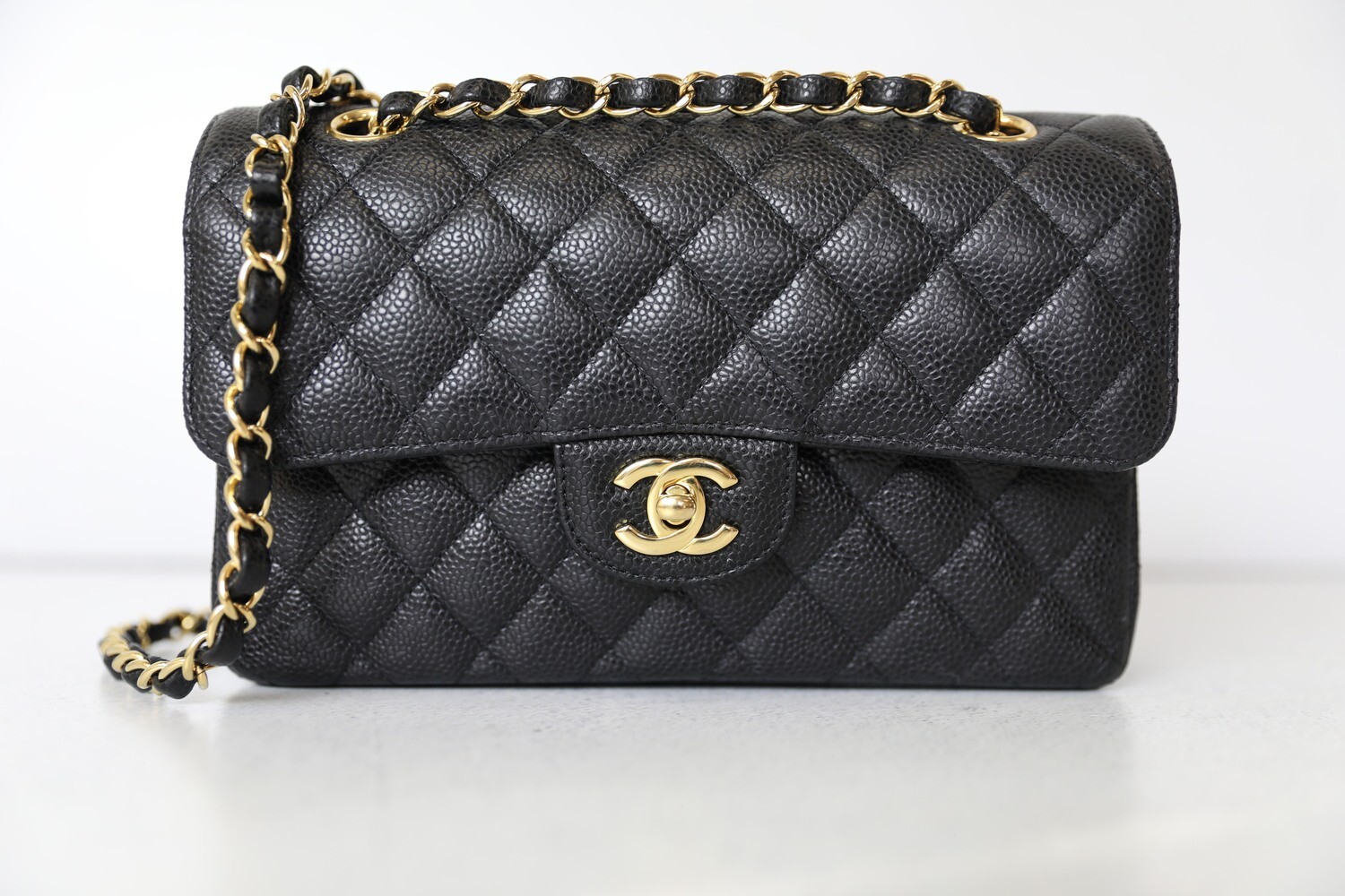 Chanel Classic Small, White Caviar with Gold Hardware, New in Box WA001