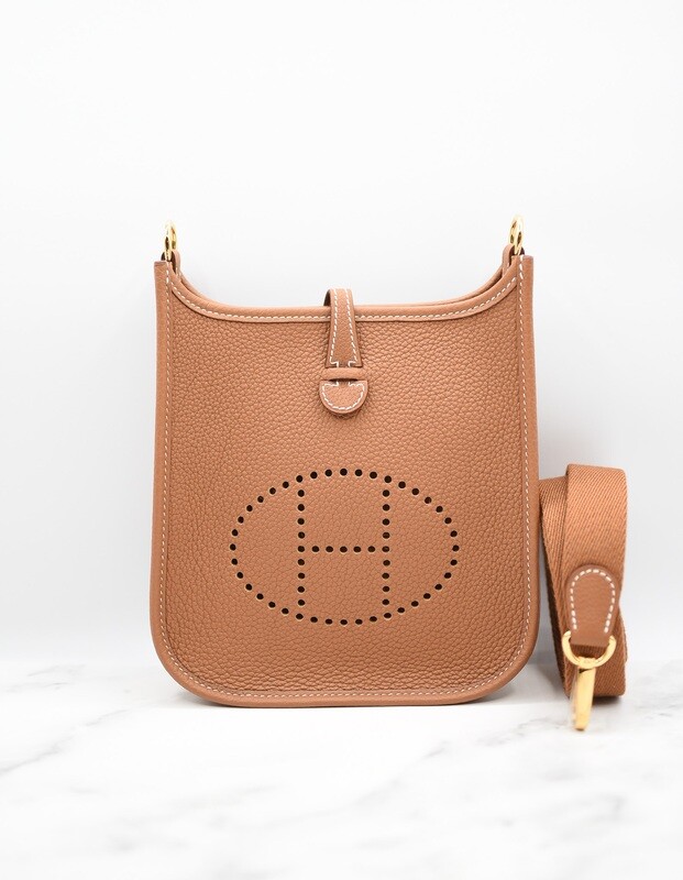Hermes Evelyn TPM Gold (Brown) Leather with Gold Hardware, New in Box GA003
