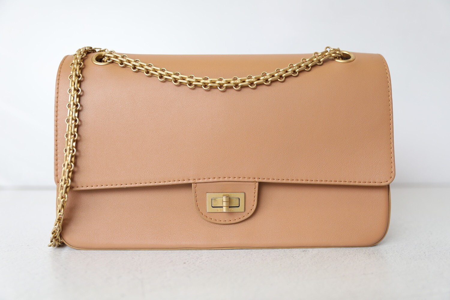 Chanel Reissue 226 Tan Calfskin Leather with Brushed Gold
