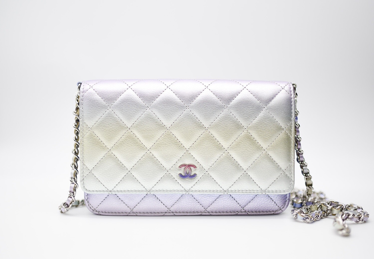 Chanel Wallet on Chain, 21K Ombre Lavender, Rainbow Hardware, New