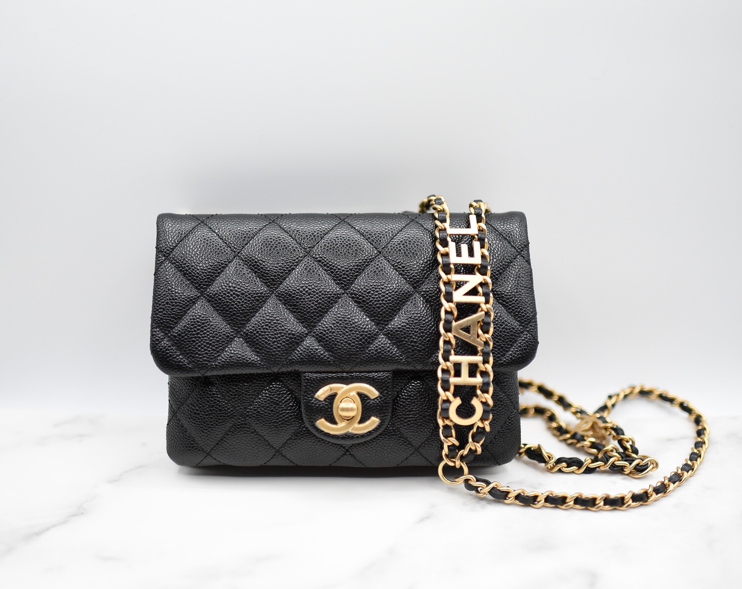 Chanel Waist Belt Bag, Black Caviar Leather with Gold Hardware, New in  Dustbag GA003