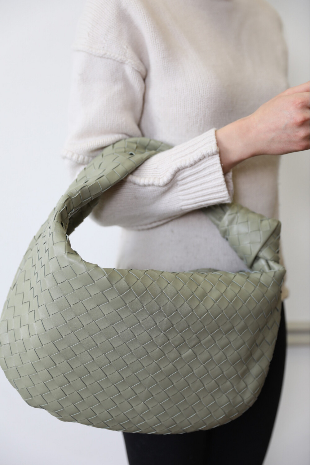 Bottega Veneta Jodie Small, Green Travertine, Preowned No
