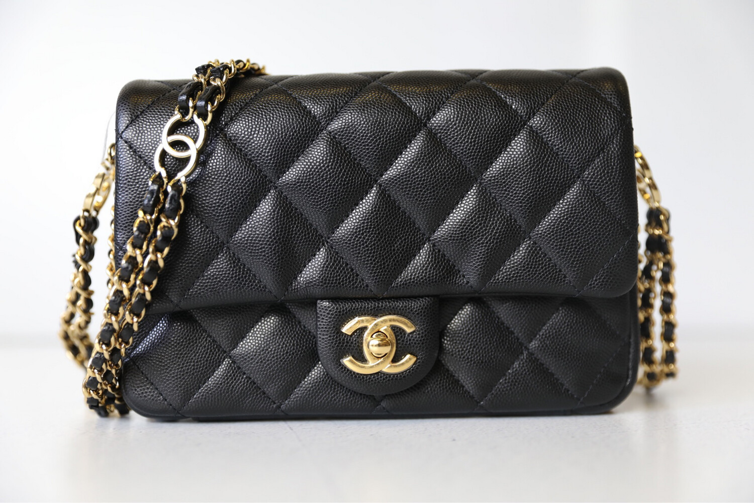 Chanel Seasonal 23C Chain Around Flap, Black Caviar with Gold Hardware, Preowned in Box WA001