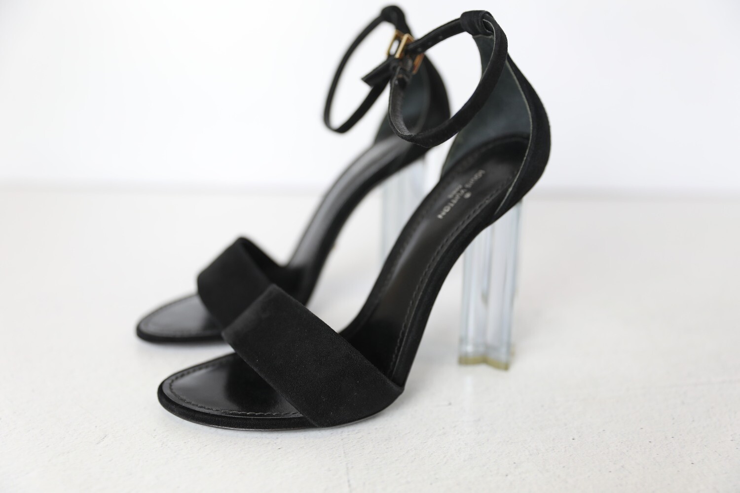 Louis Vuitton Heels, Black with Clear Heels, Size 37, Preowned in Box WA001