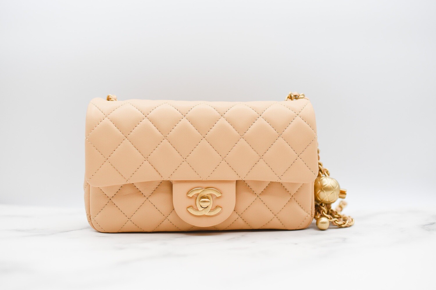 Chanel Pearl Crush Mini Rectangle, Beige Lambskin with Gold Hardware, New  in Box GA001