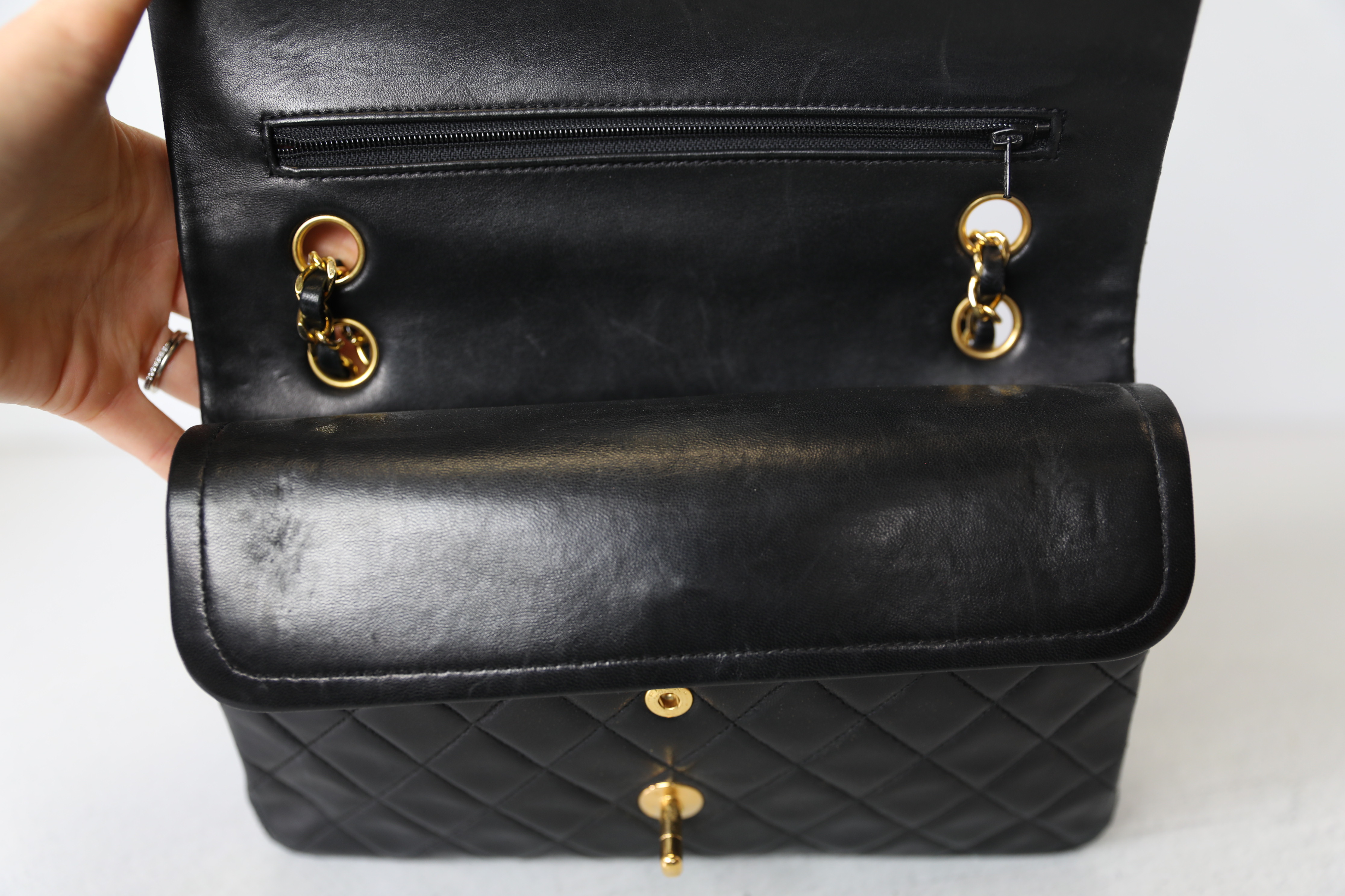 Chanel Vintage Medium, Black Lambskin with Gold Hardware, Preowned in  Dustbag WA001