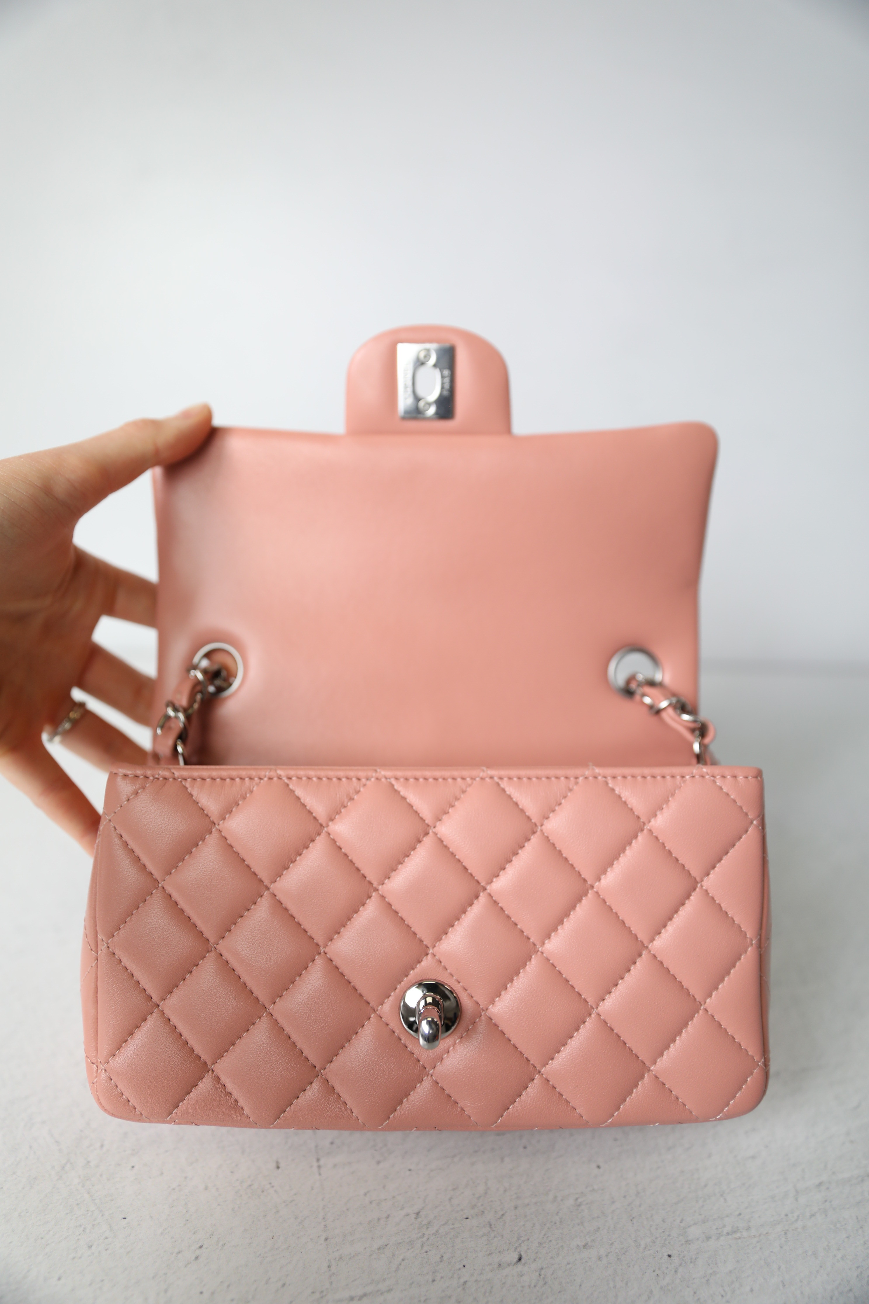 Chanel Chevron Pink Lambskin Mini Flap Bag