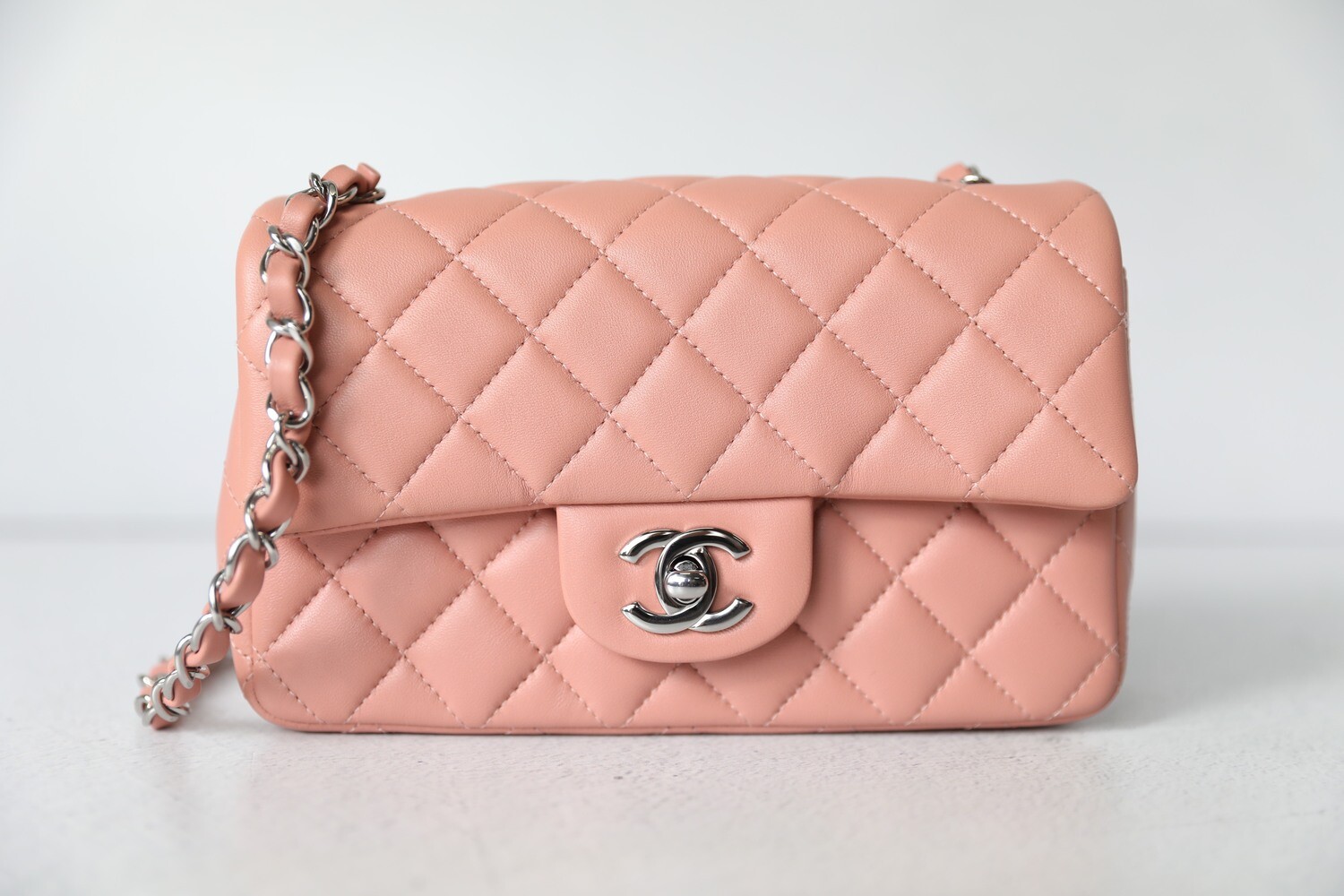 Chanel Pink Quilted Lambskin Rectangular Mini Classic Flap Bag Silver  Hardware