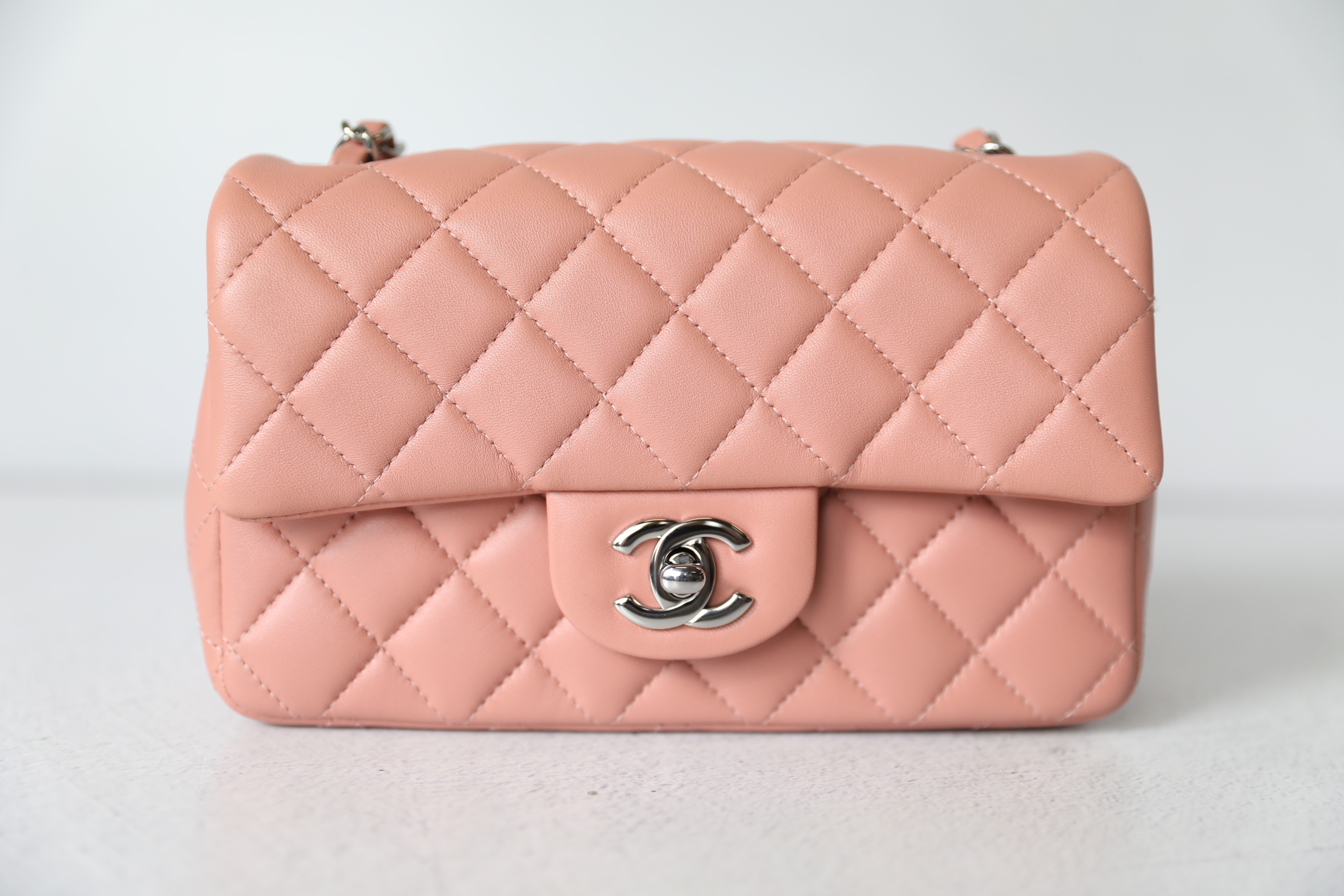 Chanel Classic Mini Rectangular Single Flap, Pink Lambskin Leather with Silver  Hardware, Preowned in Box WA001 - Julia Rose Boston