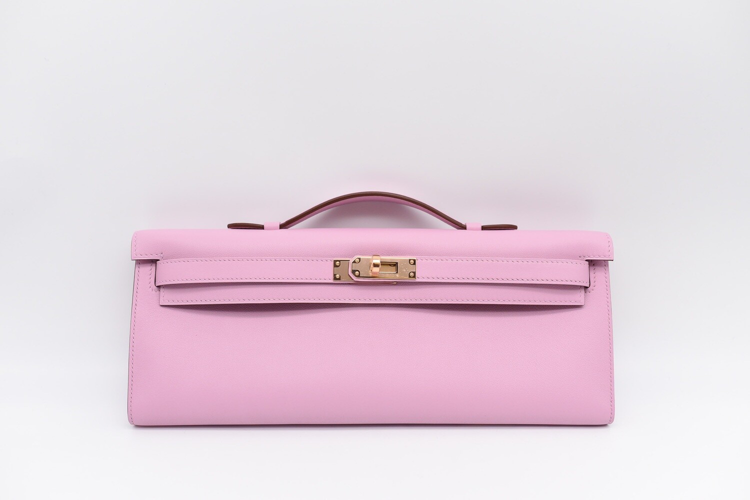 Hermes Kelly Cut Clutch, Mauve Sylvestre, Rosegold Hardware, New in Box MA001