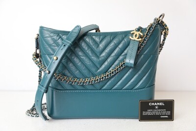 Chanel Gabrielle Medium, Blue Leather with Mixed Hardware, Preowned, WA001