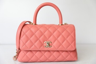 Chanel Coco Handle Mini, Pink, Caviar, Preowned In Box WA001