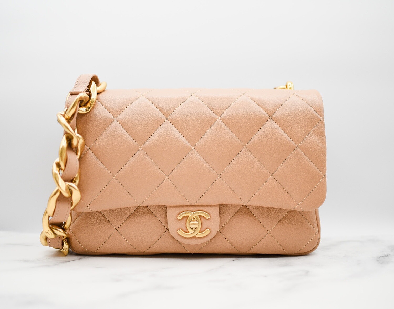 Chanel Funky Town Flap Large, Dark Beige Lambskin with Gold Hardware, New in Box GA003