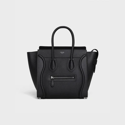Celine Luggage Micro, Black Drummed Calfskin Leather, New in Dustbag GA003
