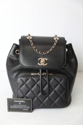 Chanel Medium Affinity Backpack, Black Caviar with Gold Hardware, Preowned In Dustbag WA001