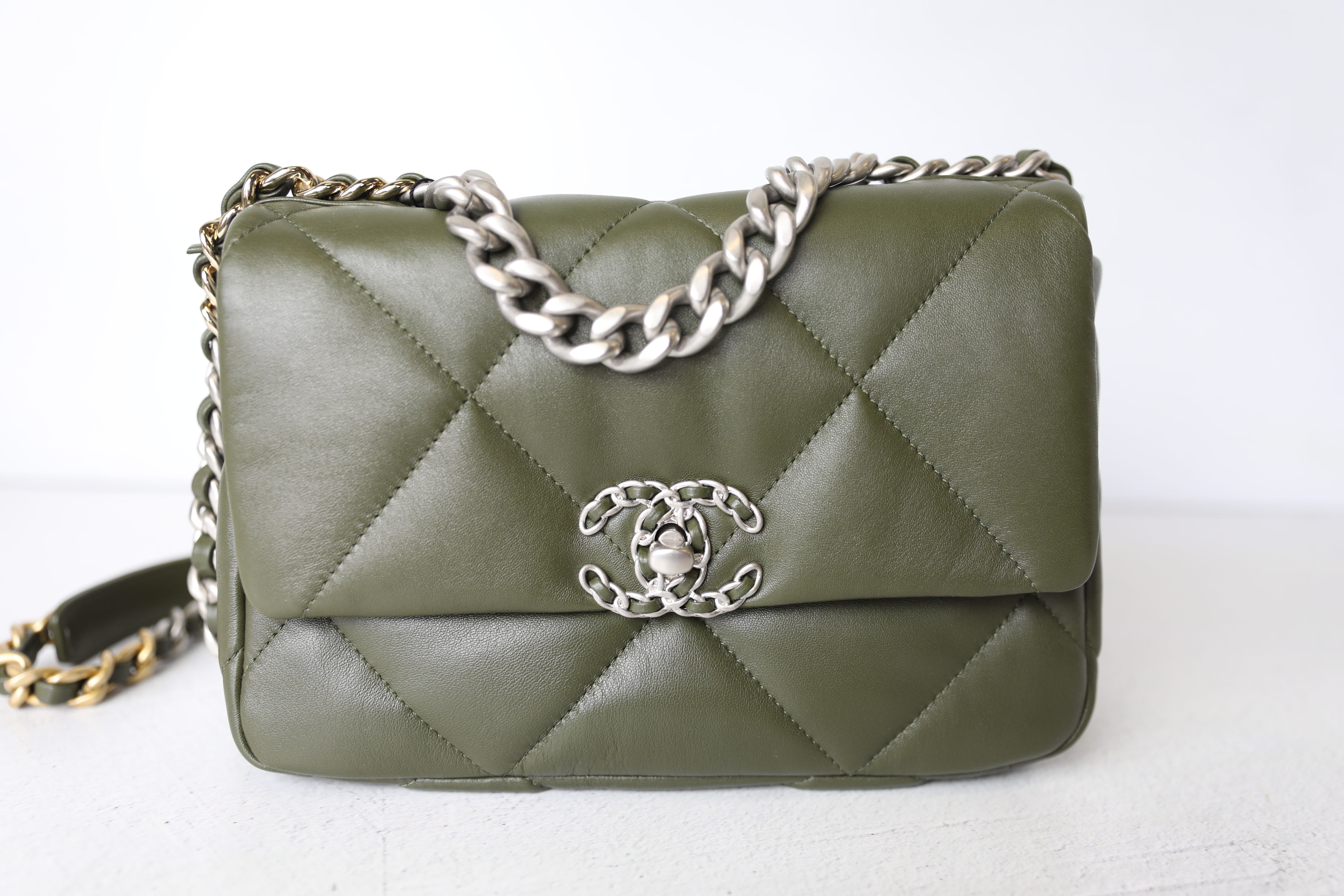 Chanel 19 Small Olive Green Mixed Hardware – Coco Approved Studio