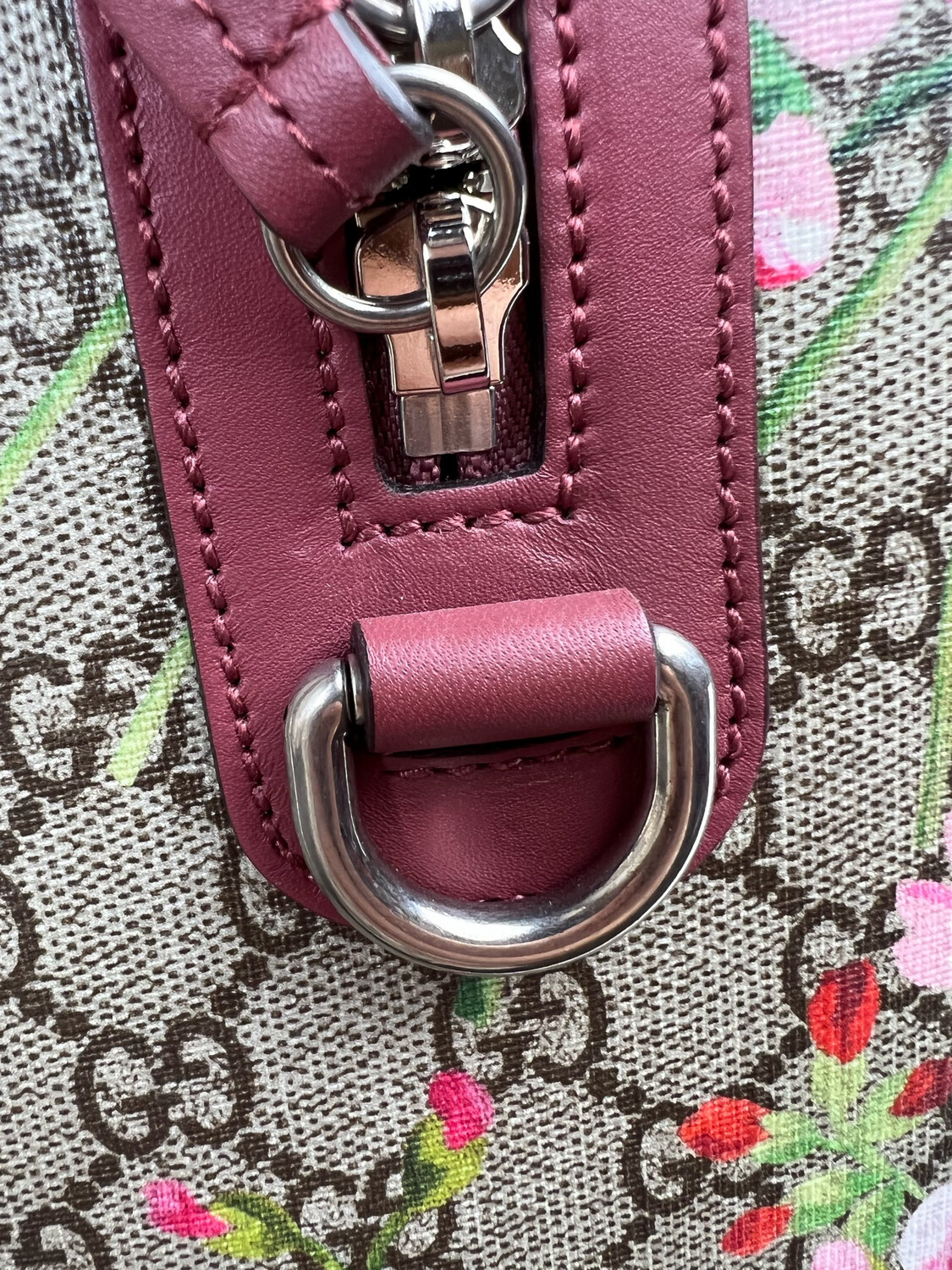 Gucci Boston Bag Large, Monogram Floral Red, Preowned in