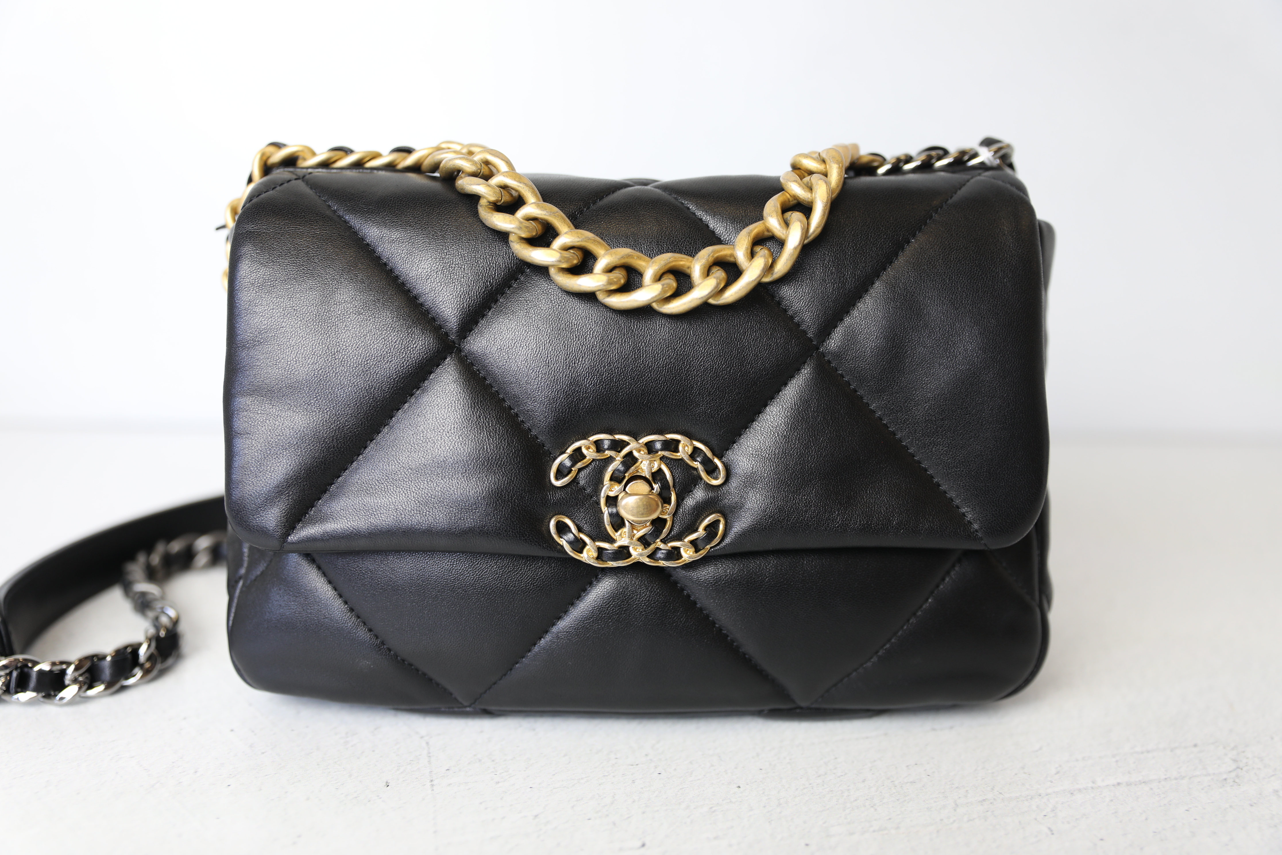 Chanel 19 Small, Black Lambskin Leather, Preowned in Box WA001 - Julia Rose  Boston