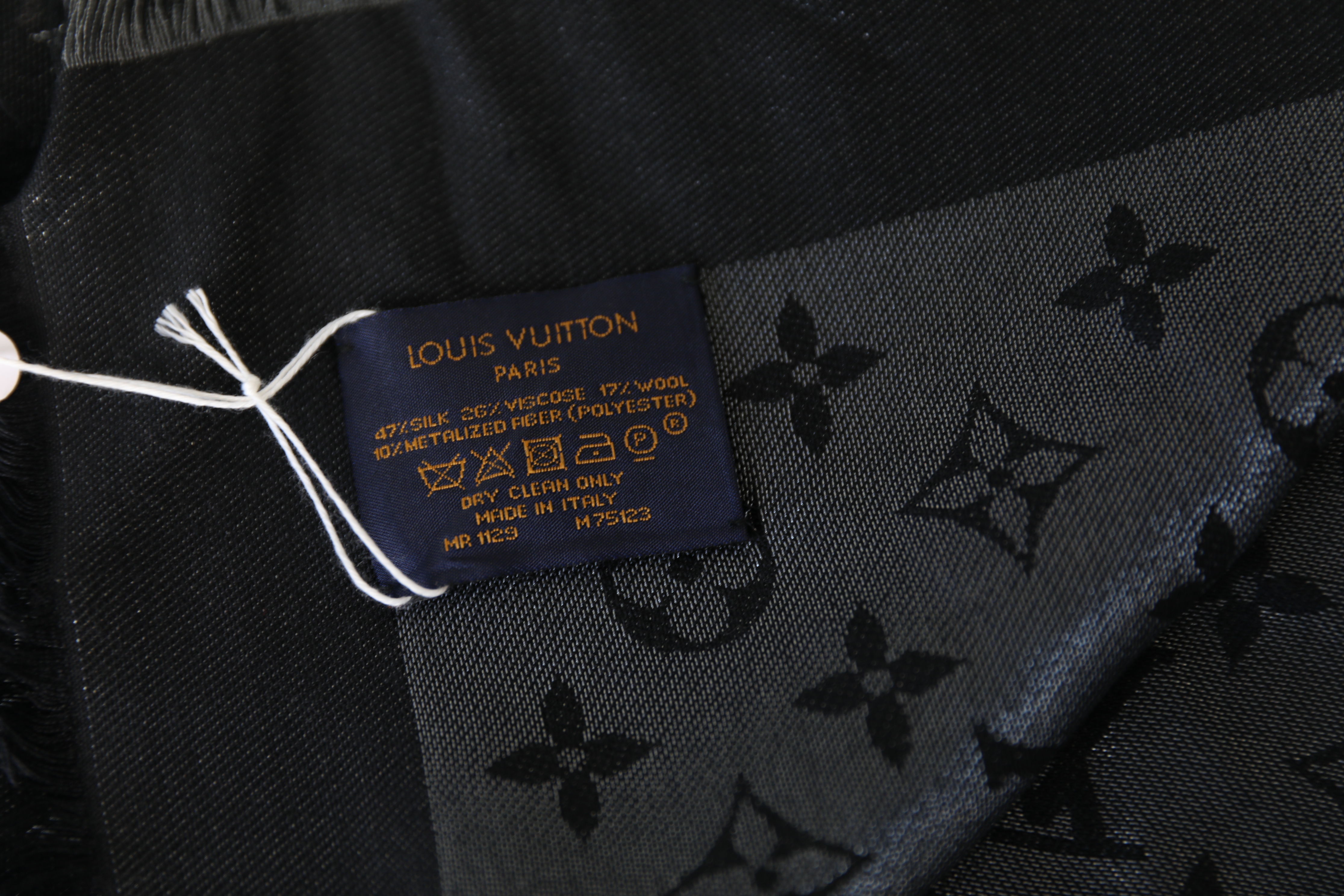 Louis Vuitton World Tour Black Monogram Shawl, Preowned WA001
