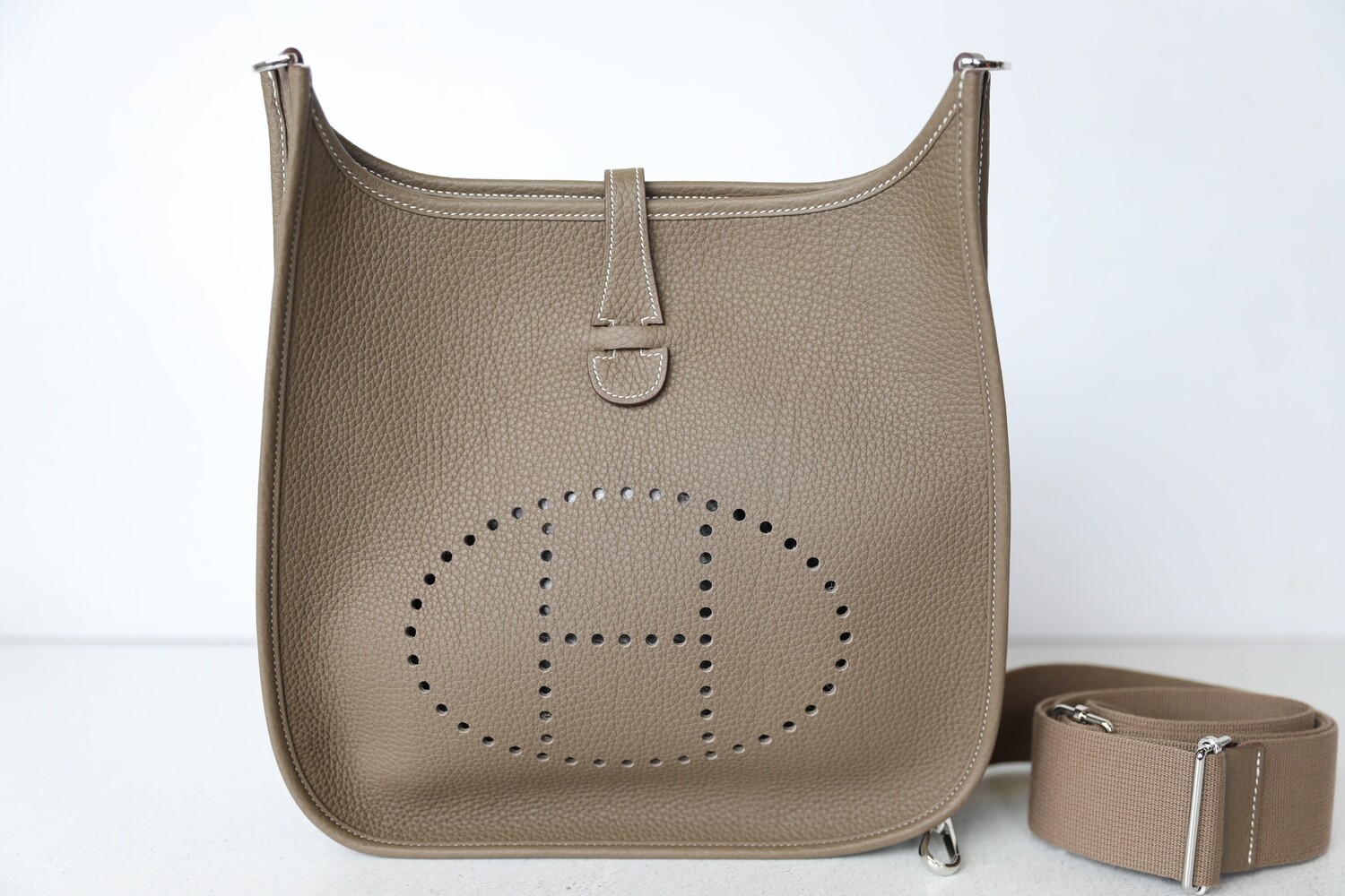 Hermes Evelyne PM, Etoupe with Palladium Hardware, New in Box WA001