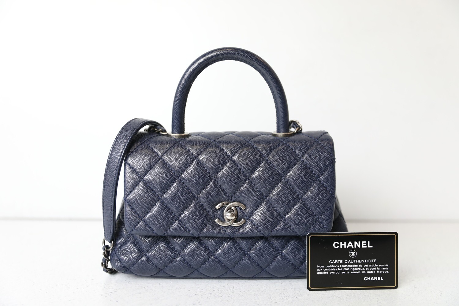 Chanel Purple Iridescent Quilted Caviar Mini Coco Top Handle Bag