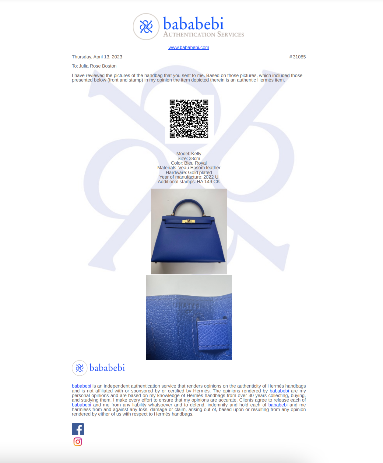 Hermes Kelly 28 Sellier, Royal Blue Epsom Leather with Gold Hardware, New  in Box WA001 (U Stamp/2022) - Julia Rose Boston