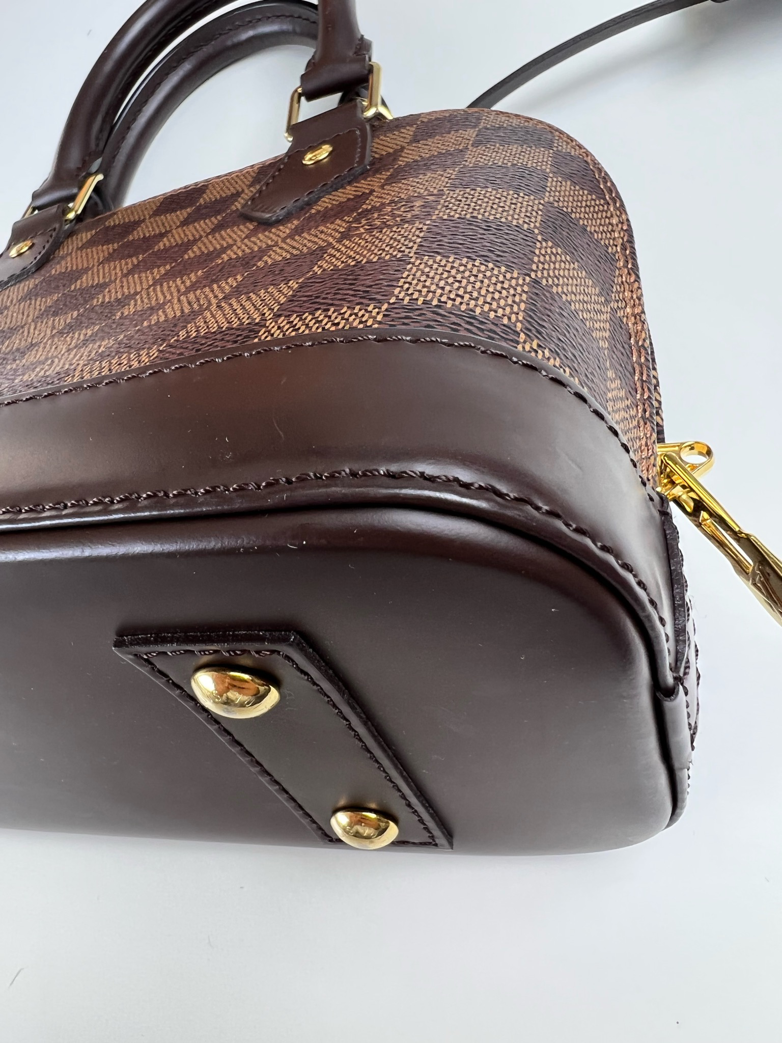 Louis Vuitton Alma Handbag BB Damier Ebene With Gold Hardware, Preowned In  Box WA001