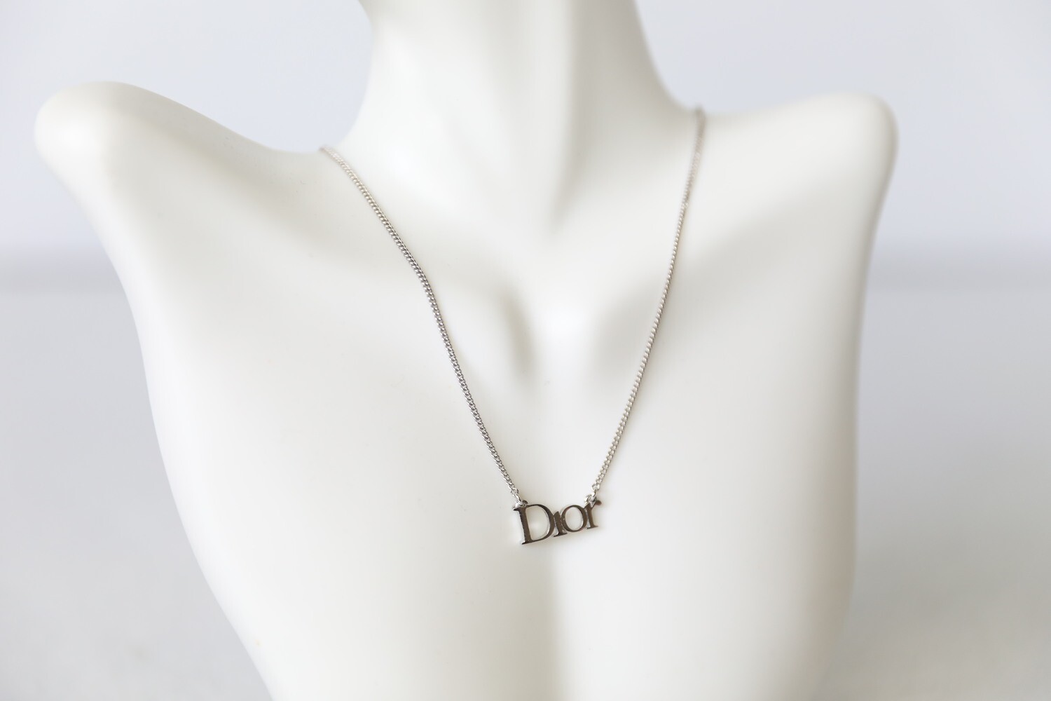 Christian Dior Necklace, Silver Tone, Preowned in Dustbag WA001