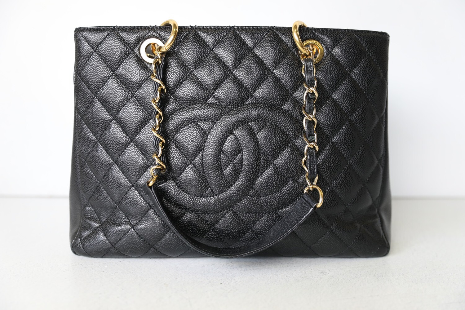 Chanel GST Tote, Black Caviar Leather with Gold Hardware, Preowned No Dustbag WA001