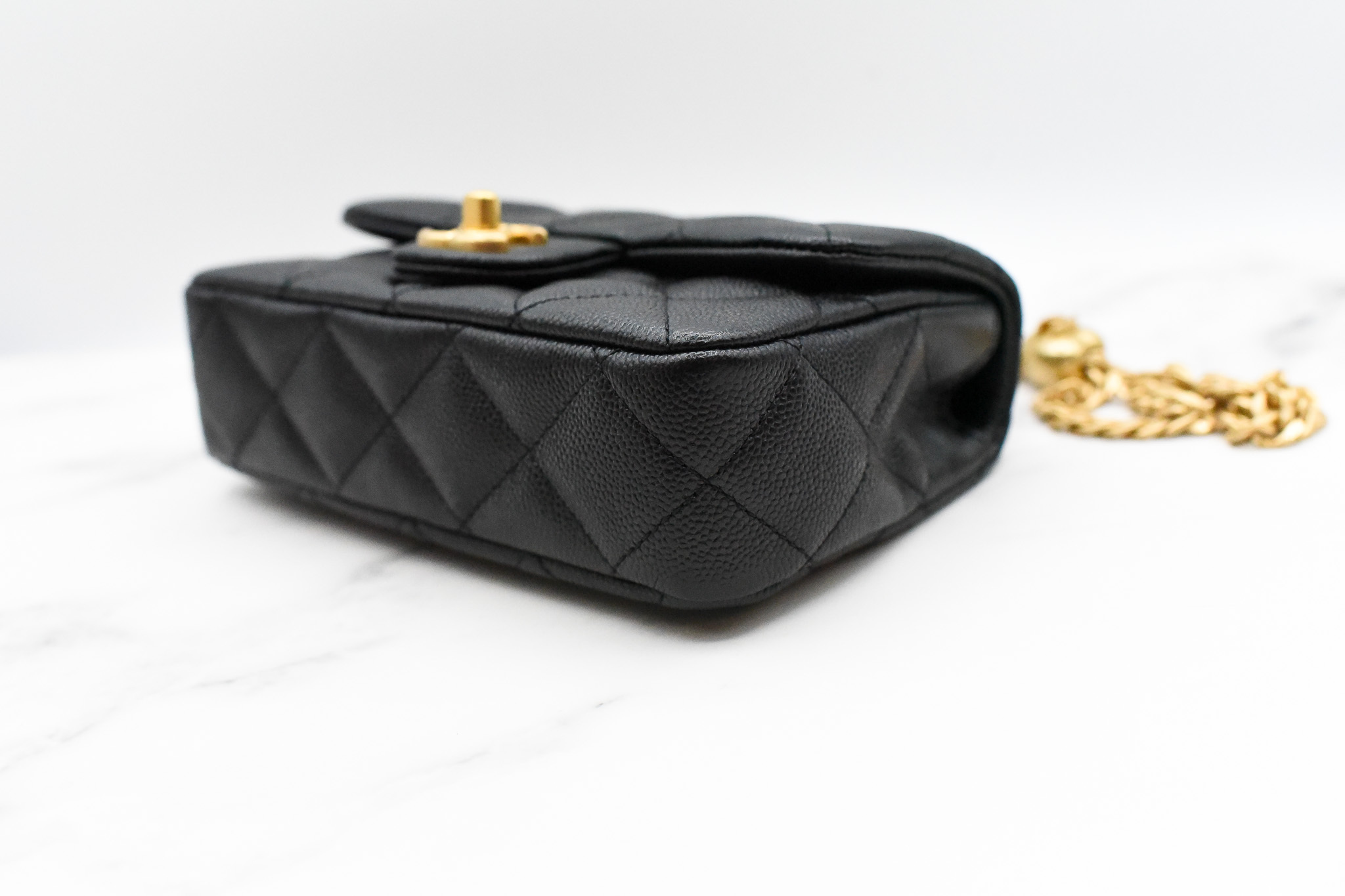 CHANEL bag Mini classic flap black caviar leather silver hardware NWT at  1stDibs