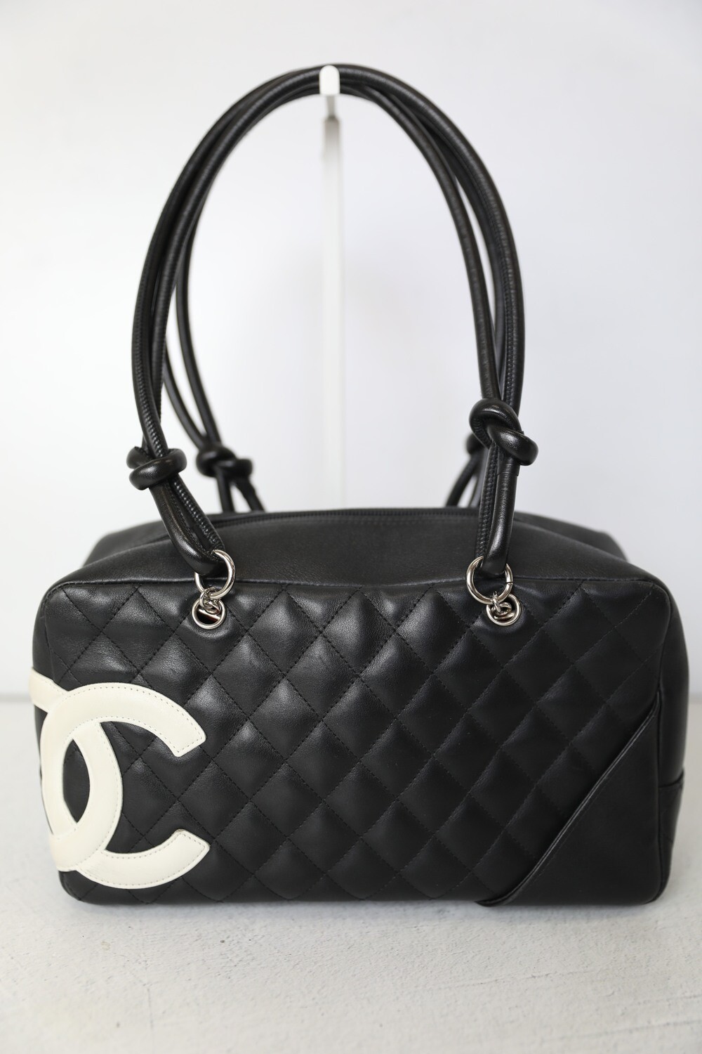 Chanel Cambon Bowler Bag, Black and White, Preowned in Dustbag WA001