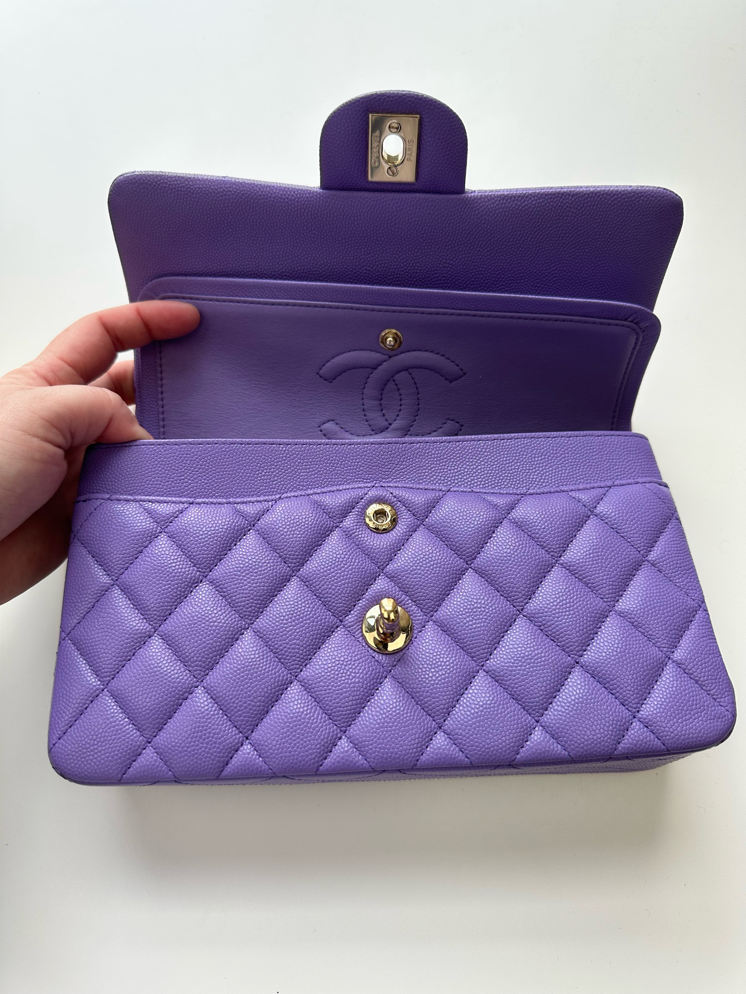 Chanel Classic Small Double Flap, 20S Purple Caviar Leather, Gold Hardware,  Preowned in Box MA001 - Julia Rose Boston