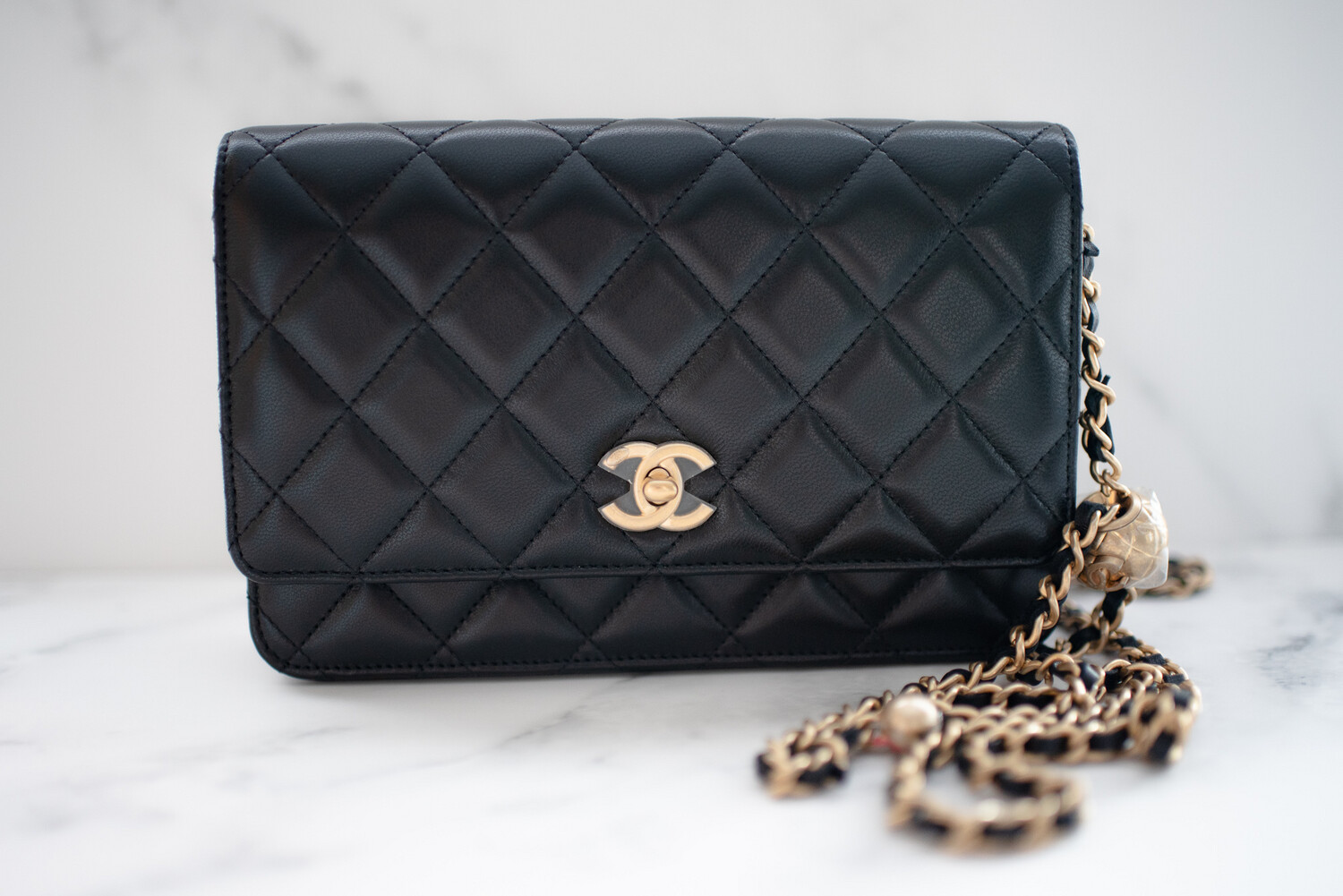 Chanel Wallet on Chain, Pearl Crush, Black Lambskin Leather with Gold Hardware, New in Box MI001