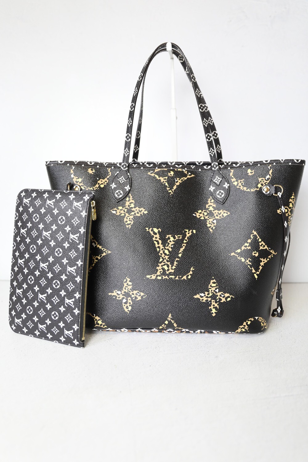 Louis Vuitton Neverfull MM Set, Giant Jungle Black, Preowned in