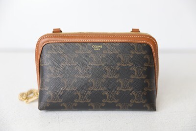 Celine Clutch with Chain, Monogram, Preowned in Dustbag WA001
