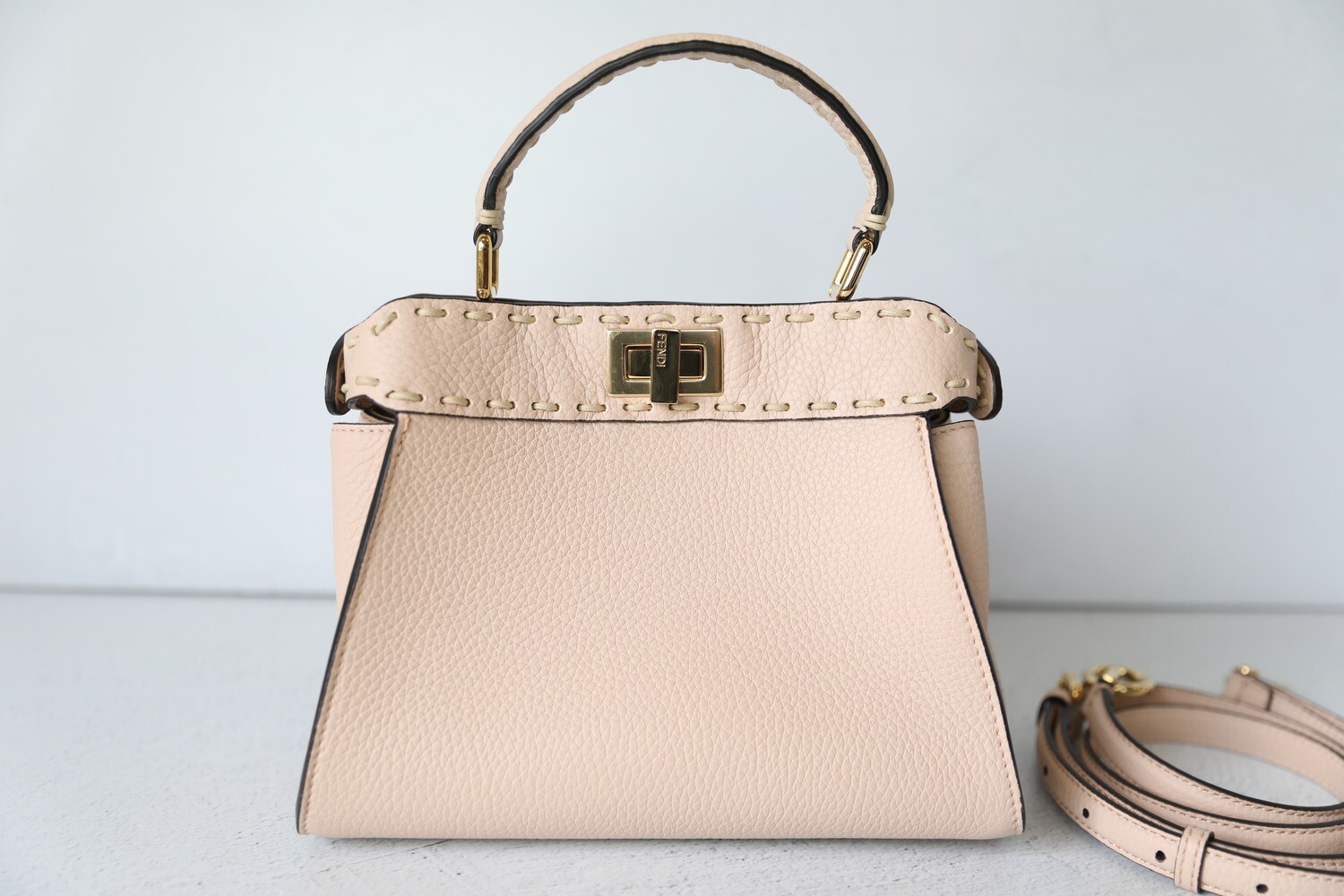 Fendi Peekaboo Mini Pink with Gold Hardware Preowned in Box WA001