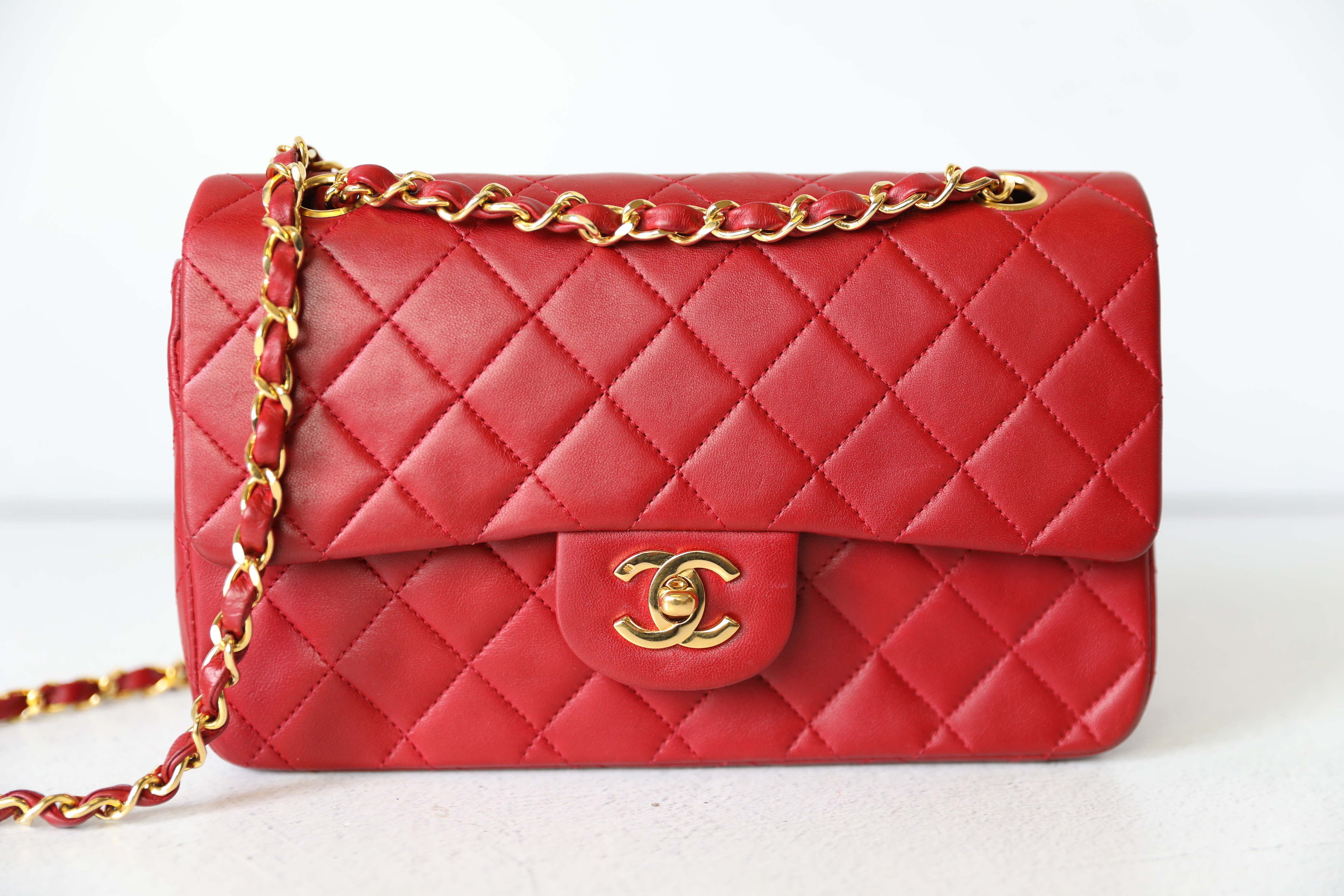 Chanel Vintage Medium, Red Lambskin with Gold Hardware, Preowned in Dustbag  WA001 - Julia Rose Boston