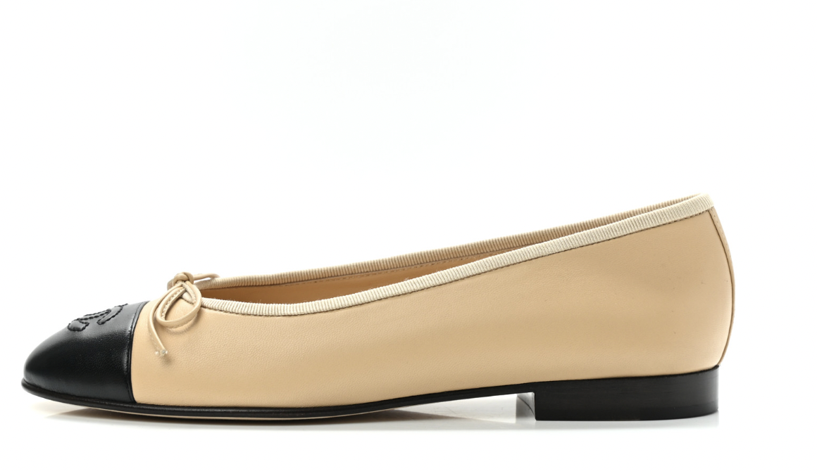 Chanel Ballet Flats, Beige And Black, New in Box P - Julia Rose Boston