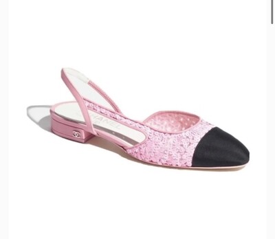 Preorder Chanel Slingback Pink Sequin, New in Box