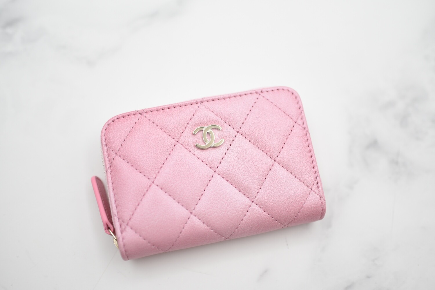 Chanel Zippy Card Holder, 23S Iridescent Pink Leather with Gold Hardware,  New in Box GA001