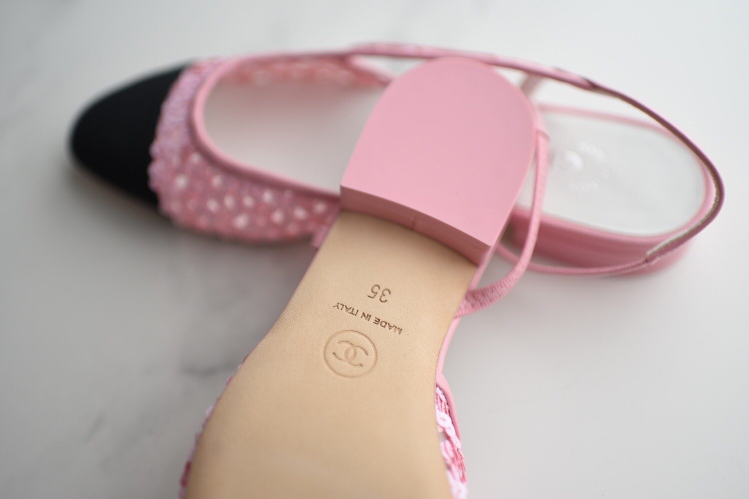 【乙女心くすぐる淡ピンク】CHANEL★スリングバック★季節限定 Chanel Slingback Pink Sequin, Size 35, New in Box GA001