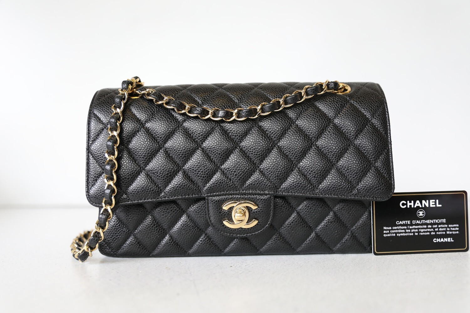 Chanel Classic Medium, Black Caviar with Gold Hardware, Preowned in Box  WA001 - Julia Rose Boston