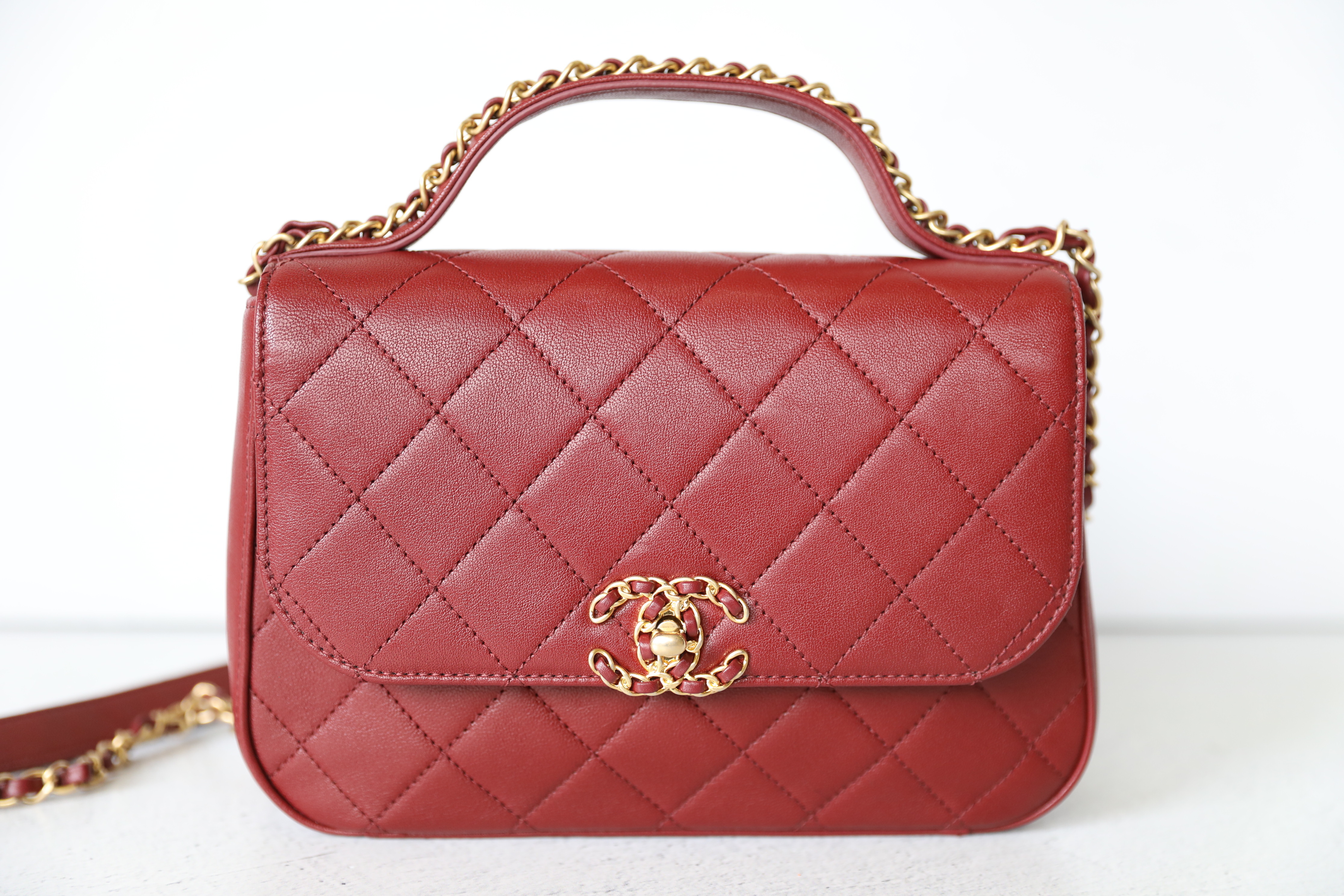 Chanel Chain Infinity Top Handle, Red with Gold Hardware, Preowned in Box  WA001 - Julia Rose Boston