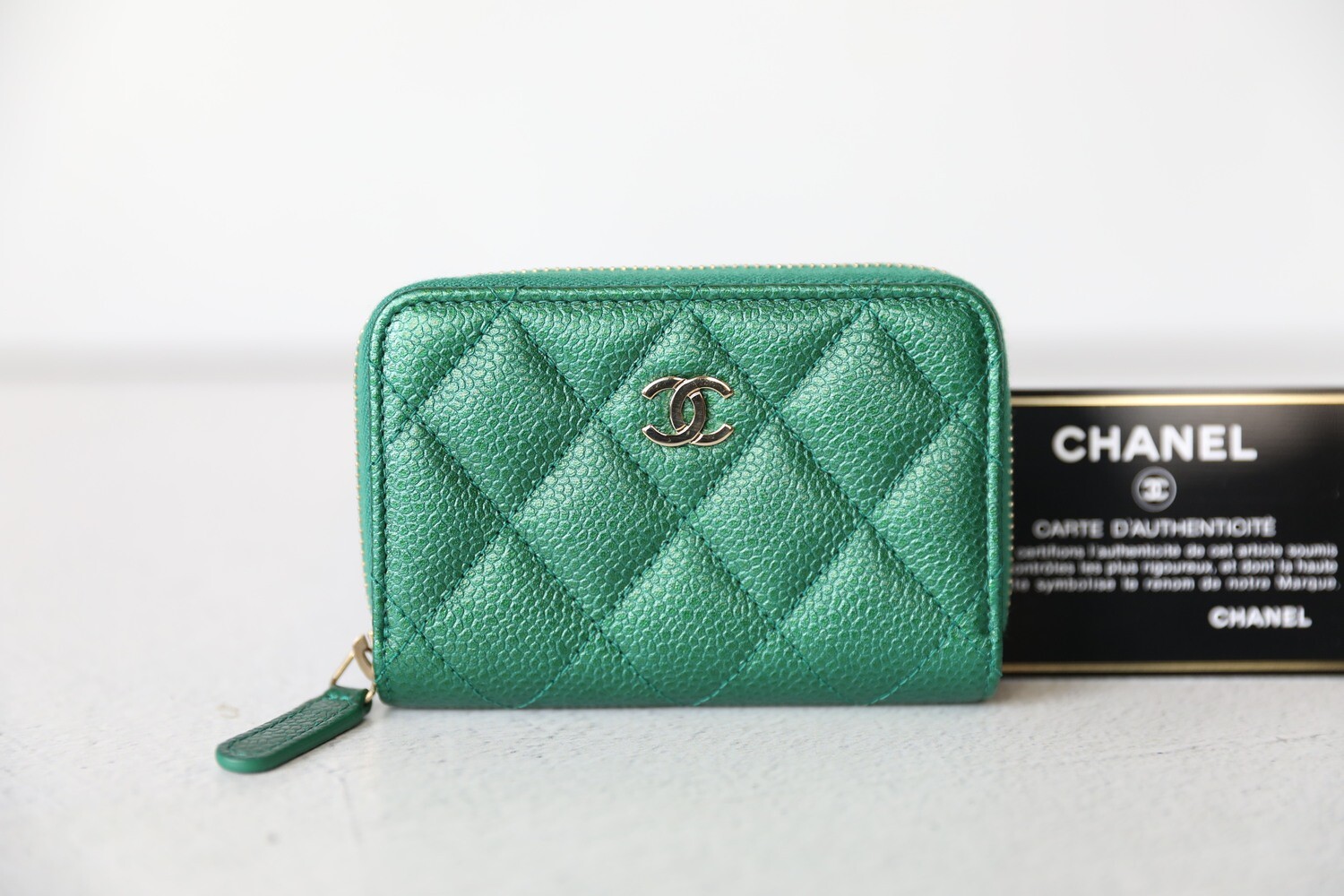 Chanel Classic Wallet on Chain, Iridescent Purple Caviar with Gold