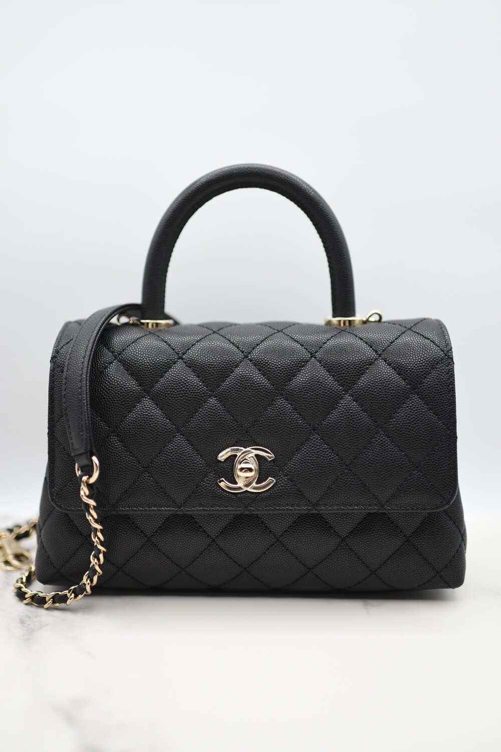 Chanel Coco Handle Mini, Black Caviar Leather, Gold Hardware, New in Box GA003